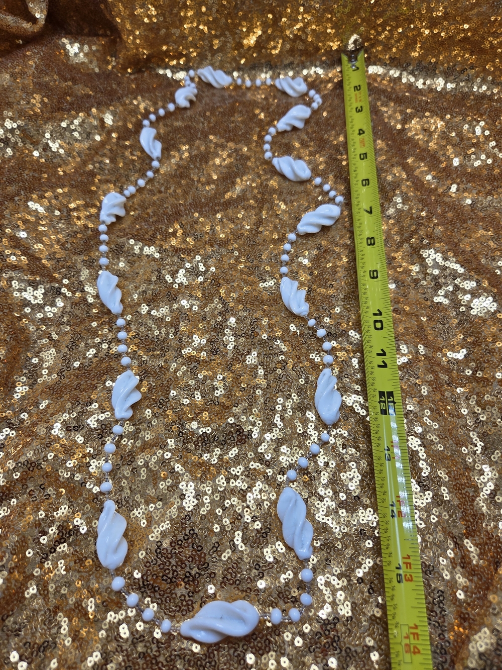 White Bead & Leaf Statement Necklace